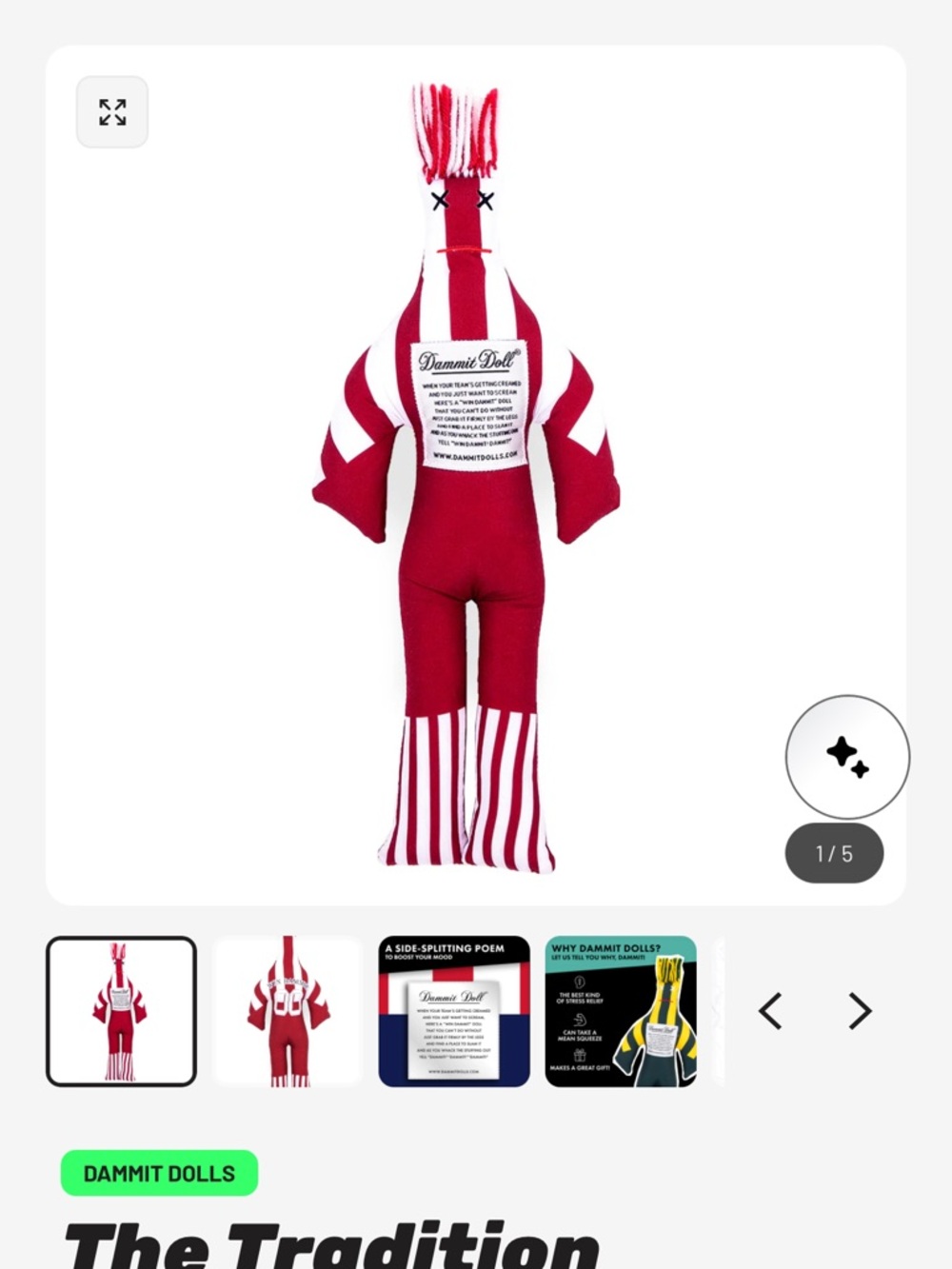 Dammit Doll Red and White Striped Stress Relief Plush